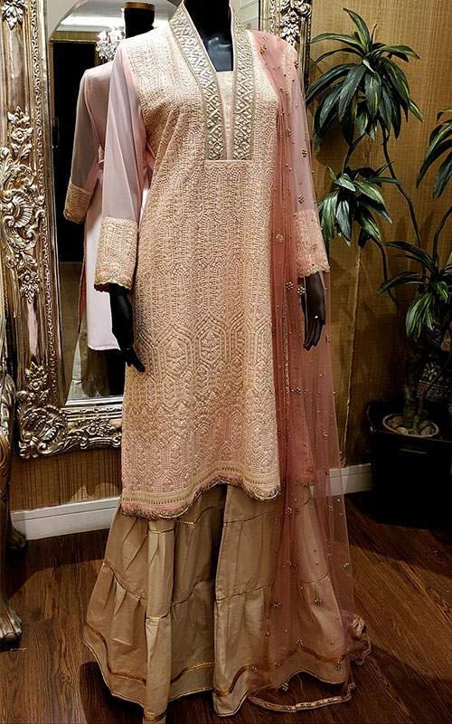 Embroidered Lucknow Work Sharara set