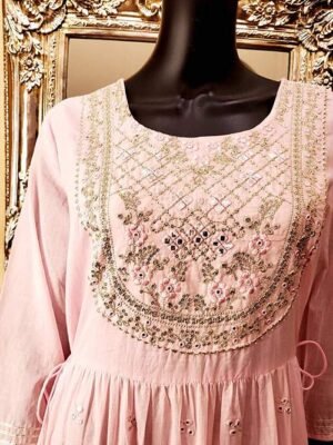 Mirror Embroidery Cotton Gown