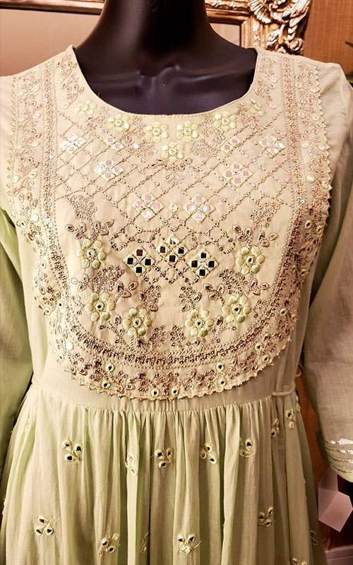 Mirror Embroidery Cotton Gown