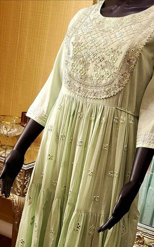 Mirror Embroidery Cotton Gown