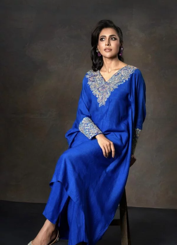 H2 Karchupi silk Kaftan - Sarah Karim Couture