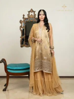 Gold crushed silk gotapatti 3 piece-set 1