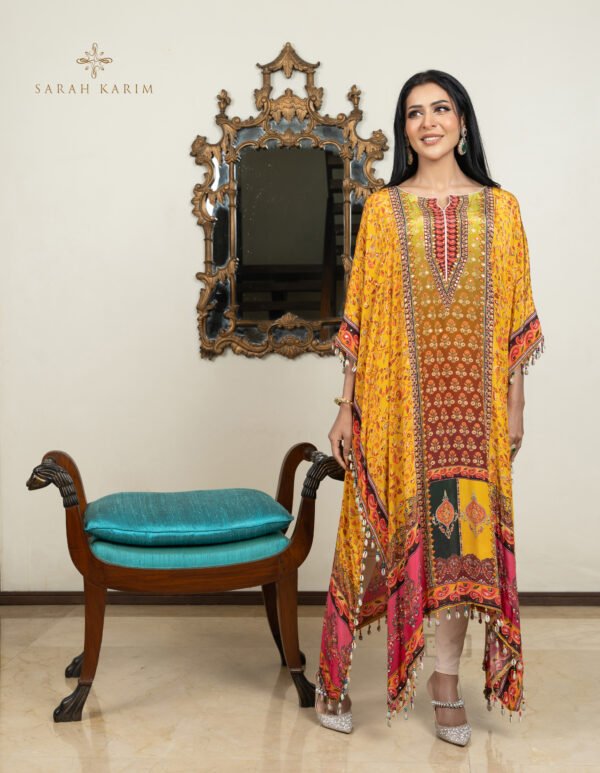 Sunset yellow orange shell kaftan