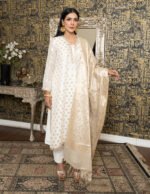 Cream with gold chanderi silk kameez set 2