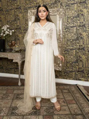 Cream & bronze gotapatti kameez set 1