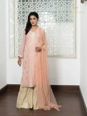 Pink gotapatti with cotton gharara