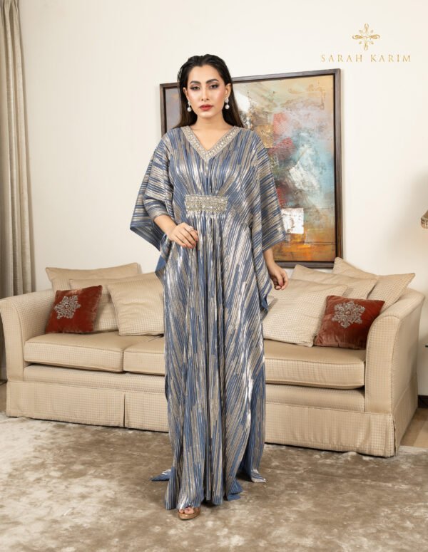 Robin blue with golden lines Kaftan