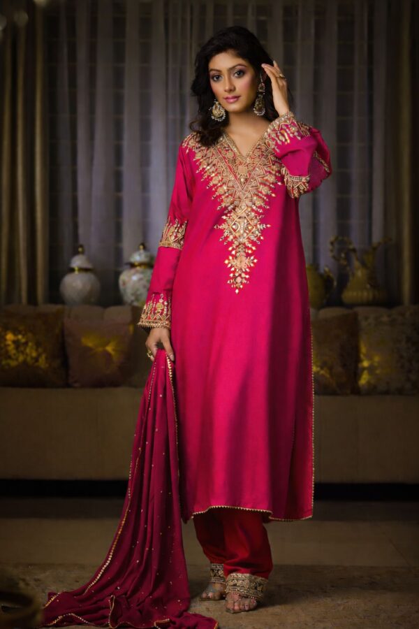 Silk kameez with zari work