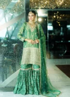 Green tissue and Banarsi sharara set