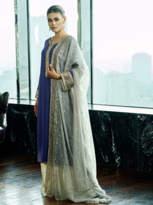 Purple kameez with cutdana work
