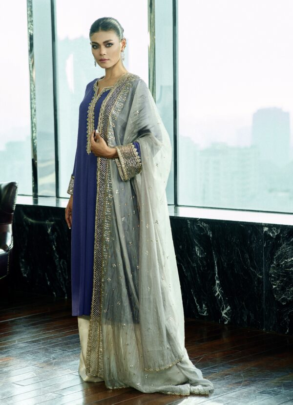 Purple kameez with cutdana work