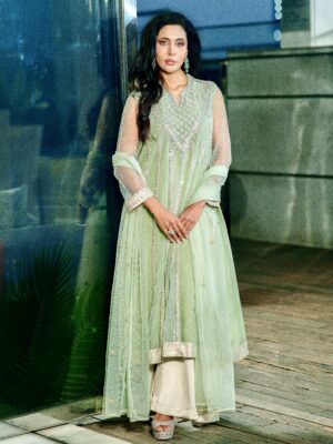 Dirty green kameez set with sequins work