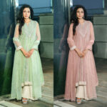 Dirty green kameez set with sequins work