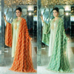Green velvet with heavy dupatta