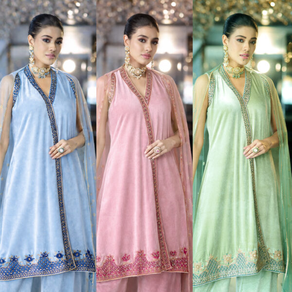Velvet kameez with zardozi work