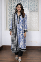 Printed kameez with shell embellishment.
