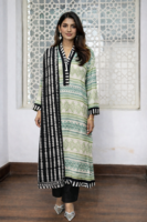 Printed kameez with shell embellishment.