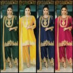 Yellow silk kameez with embroidery