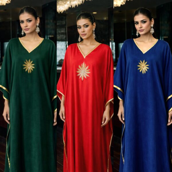 Silk kaftan with zari work