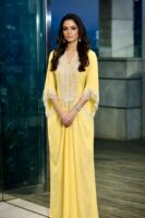 Pleated kaftan with crystal and sequins work
