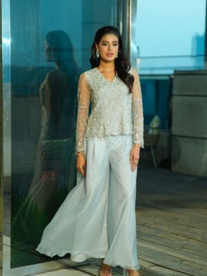 Stone and zardozi work top with flare pant