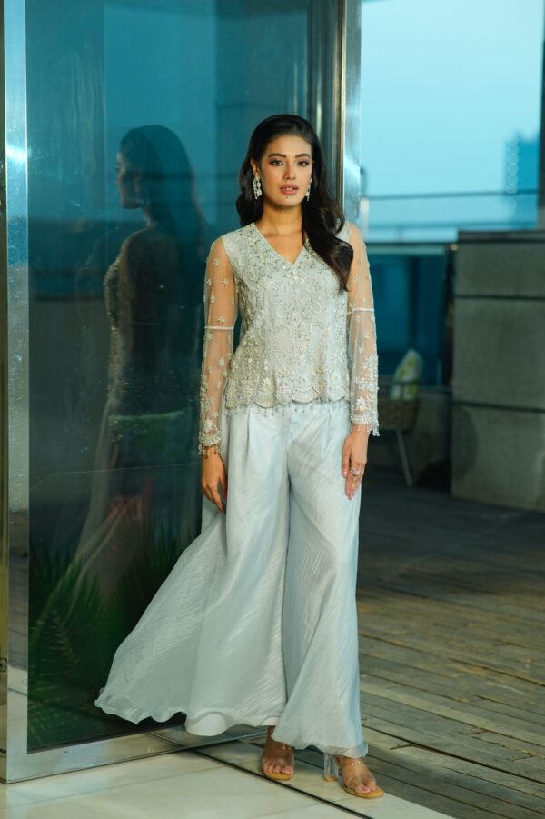 Stone and zardozi work top with flare pant