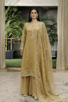 Tissue kameez sets with zari work & dabka neckline
