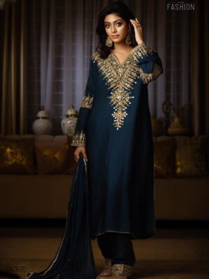 Silk kameez with zari work