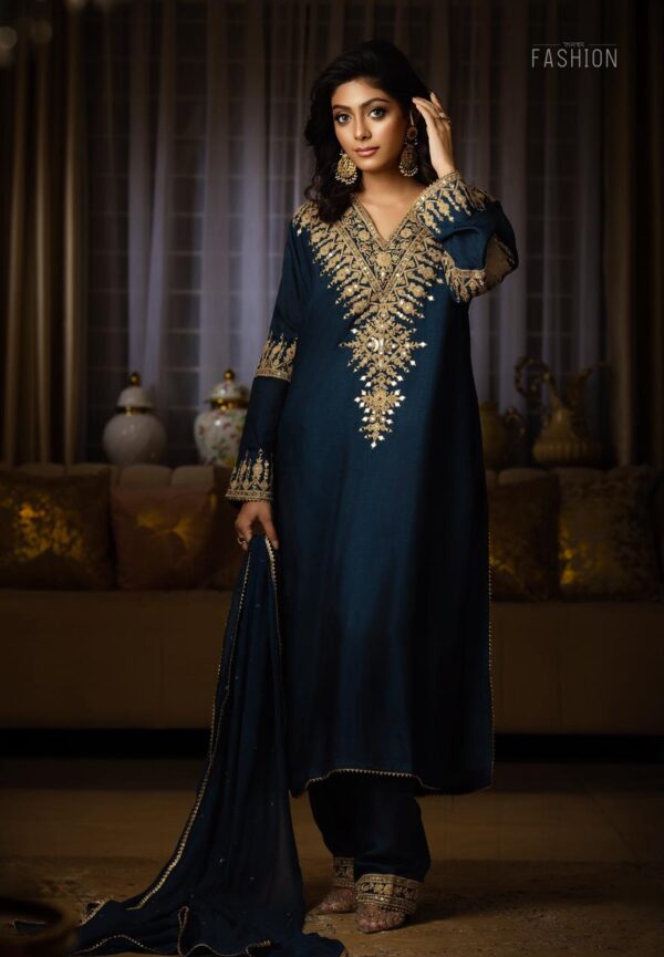 Silk kameez with zari work
