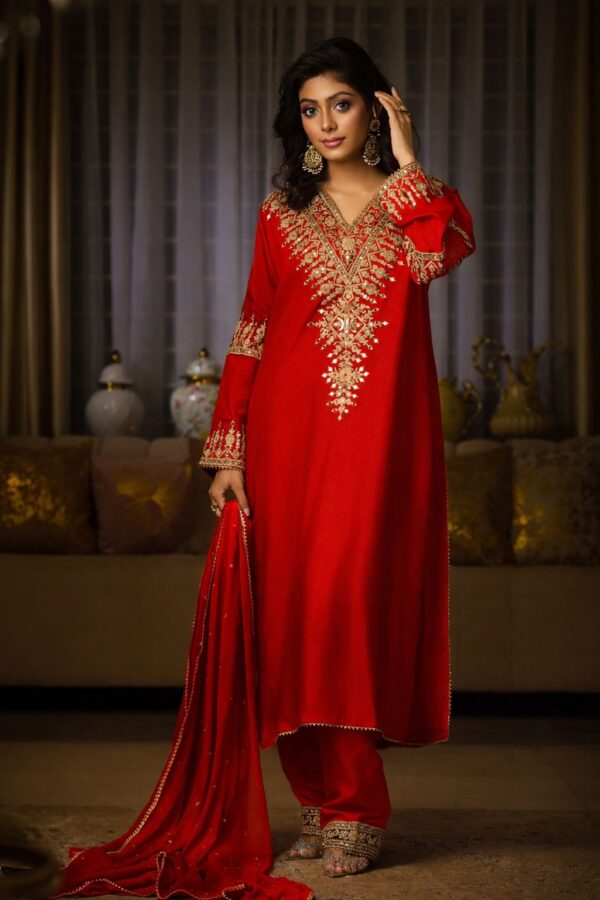 Silk kameez with zari work