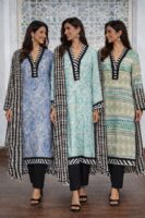 Printed kameez with shell embellishment.