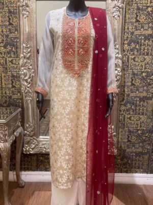 Jamdani kameez set with Karchupi