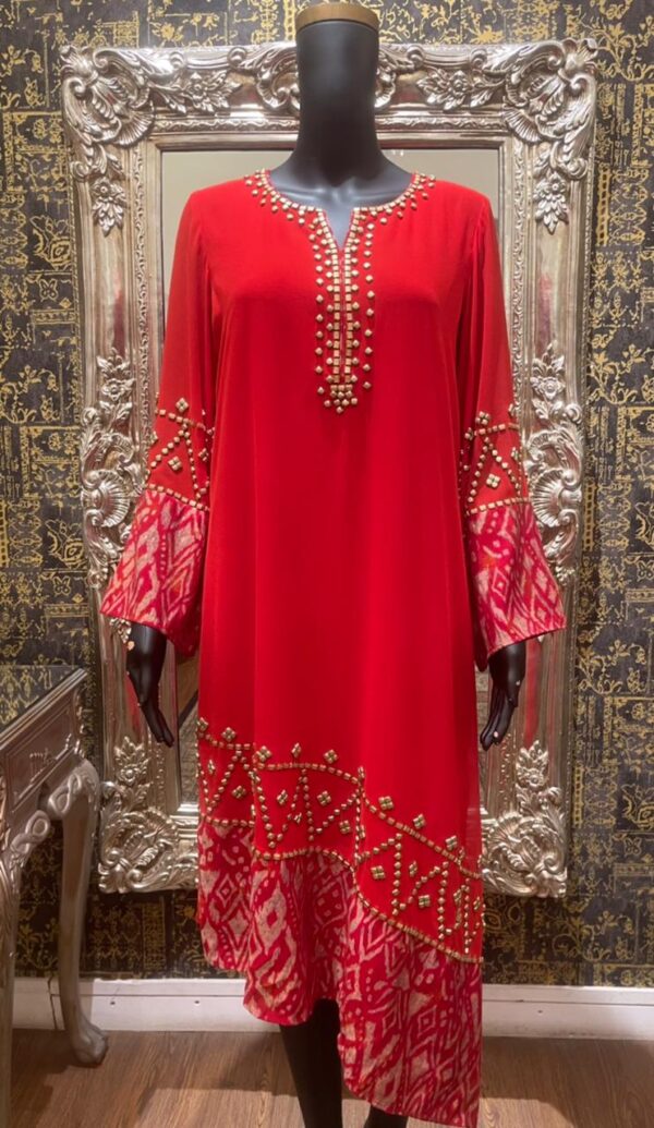 Copper single kameez with Ajrak detailing