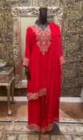 Cotton silk kameez set with floral embroidery