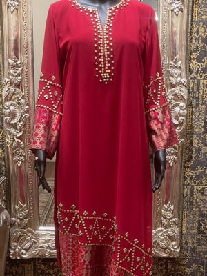 Copper single kameez with Ajrak detailing