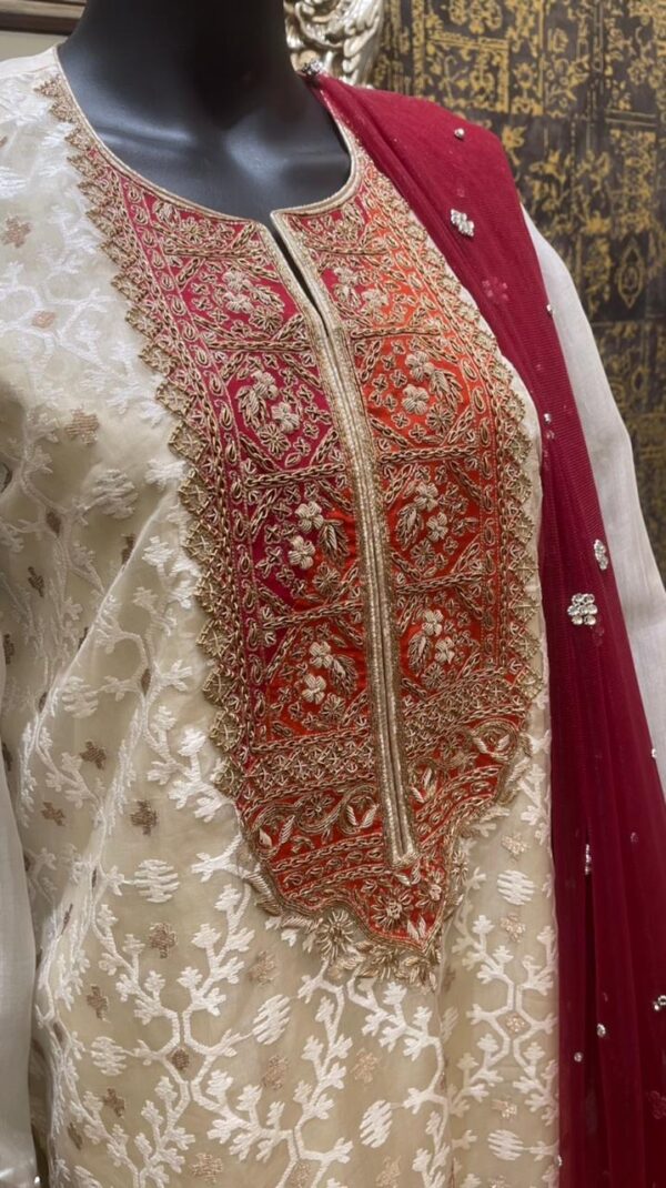 Jamdani kameez set with Karchupi