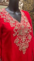 Cotton silk kameez set with floral embroidery