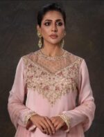Georgette kameez with karchupi work and net dupatta