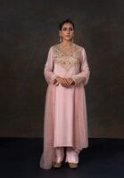 Georgette kameez with karchupi work and net dupatta