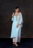 Georgette kameez with karchupi work and net dupatta