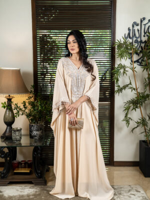 Georgette kaftan with sequence work