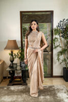 Pre-draped Silk saree with zardozi and churi work