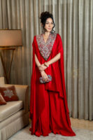 Raw silk cape with zardozi work