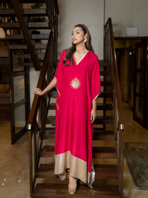 Silk kaftan with zari work