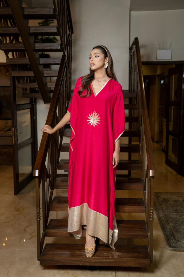 Silk kaftan with zari work
