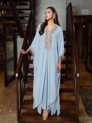 Kaftan with pearl and sequence work