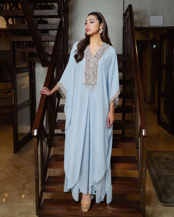 Kaftan with pearl and sequence work