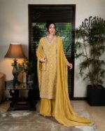 Tissue kameez with gota work