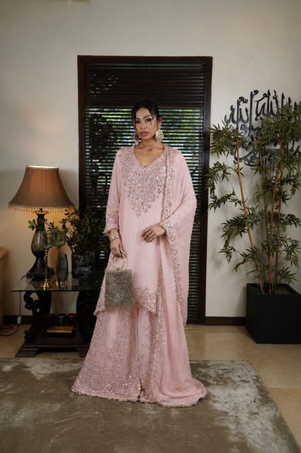 Tissue gharara set with gota work